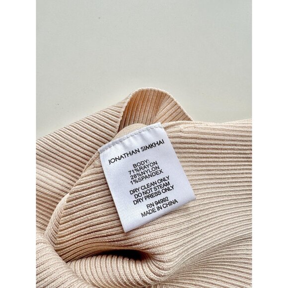 JONATHAN SIMKHAI Jayline Beige Ribbed Knit Deep Scoop Neck Sweater, Size XS - Picture 10 of 11